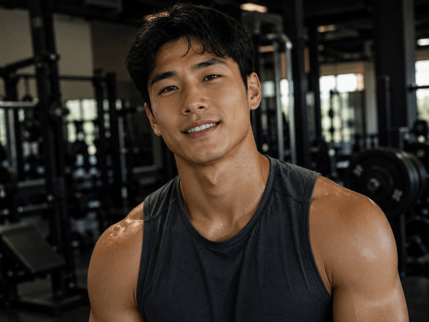 Gym member in a weight room