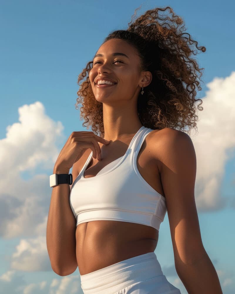 Smiling athlete outdoors